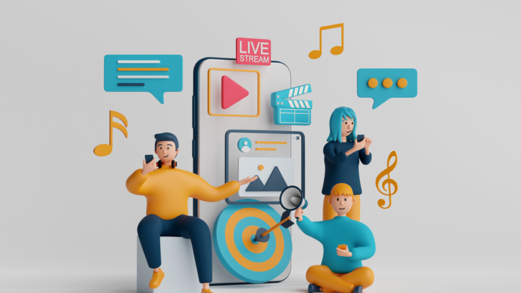 illustrated figures showcasing a Digital Marketing Landscape
